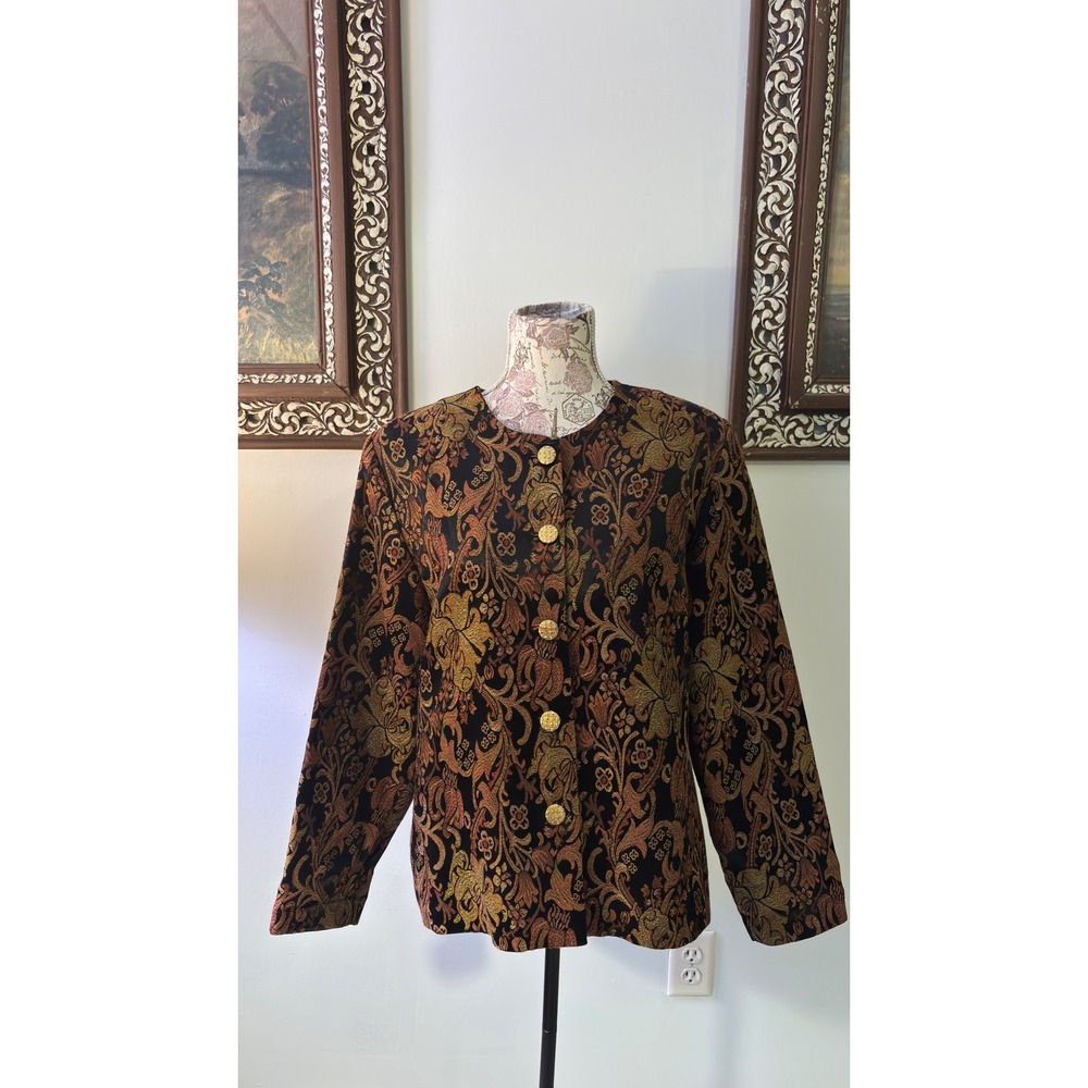 Y2K Vintage Jones New York Collection Studio Jacquard Button Front Blazer SZ 18 - Picture 9 of 9